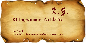 Klinghammer Zalán névjegykártya