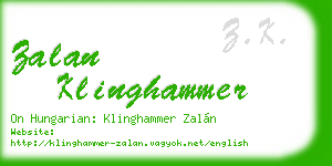 zalan klinghammer business card